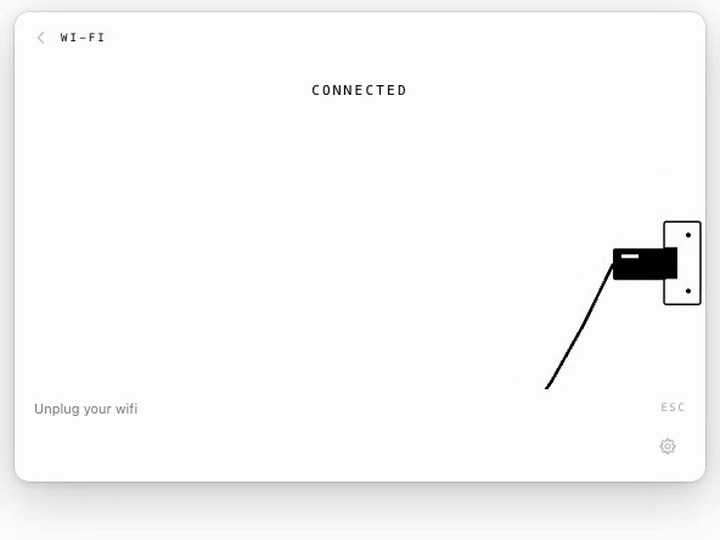 The Wi-Fi plug, being plugged in